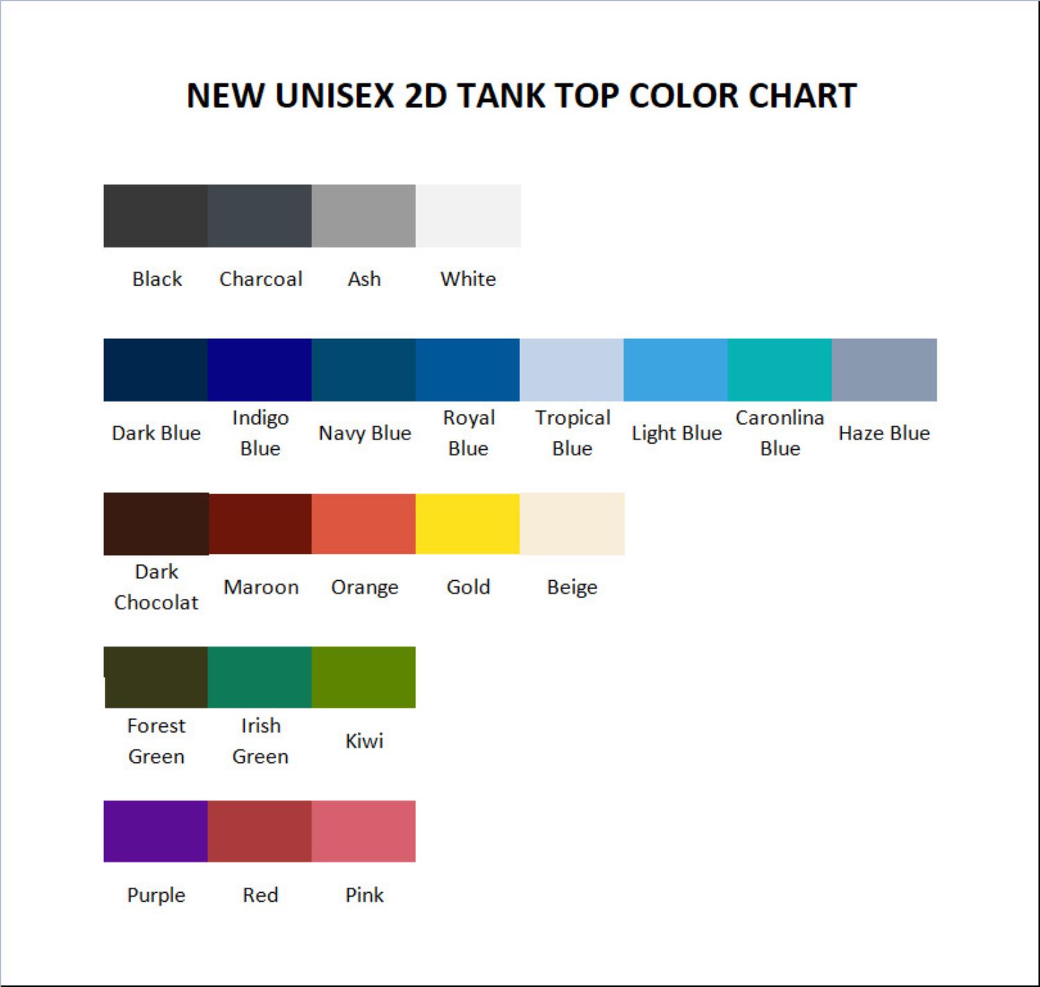 tank top color chart - Sherlock Holmes Merch