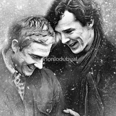 Alternative view of Sherlock Johnlock Laughing In The Snow Tote Bag